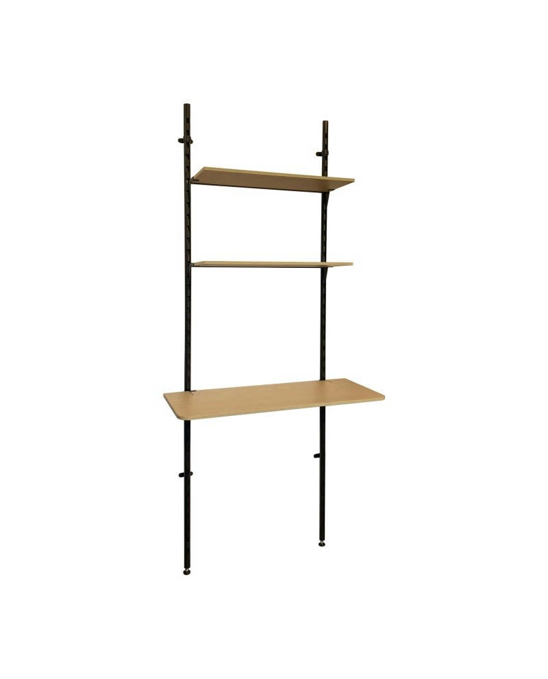 KALI - Bureau mural modulable avec deux étagères