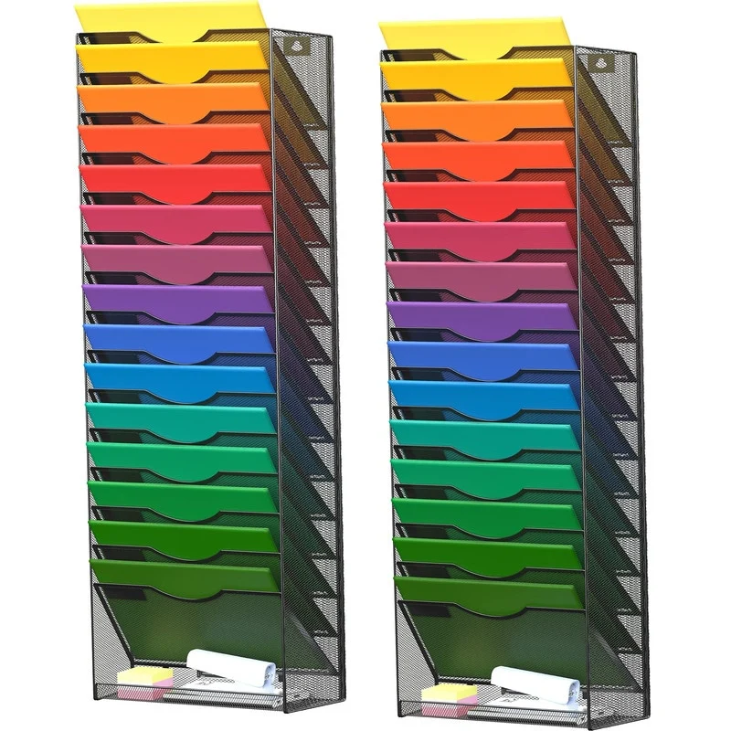 16-Tier Wall Mounted Hanging File Organizer - 12.75L x 4W x 40H