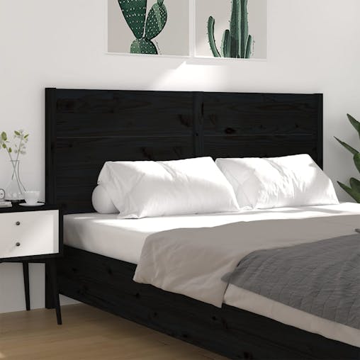 NNEVL Headboard Black 141x4x100 cm Solid Wood Pine