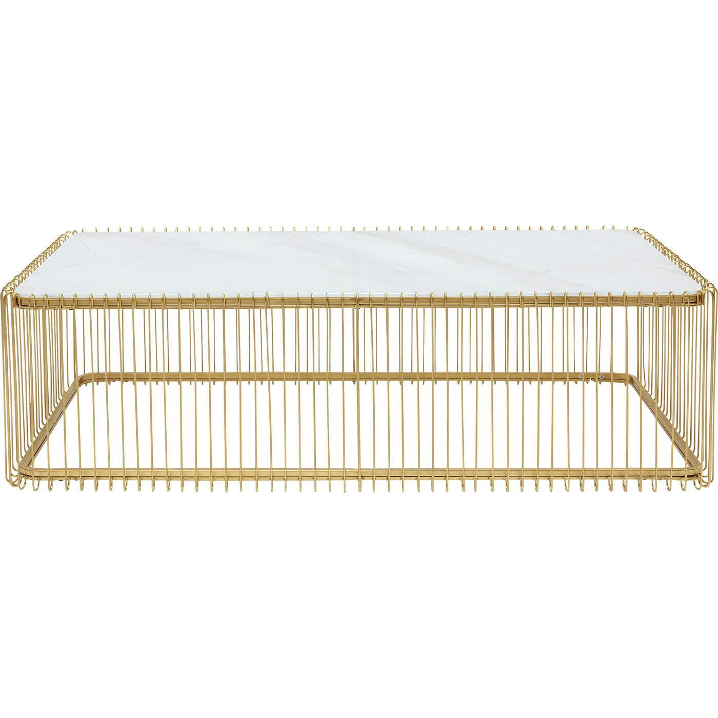 WIRE - Table basse Wire laiton effet marbre blanc 145x70cm Kare Design