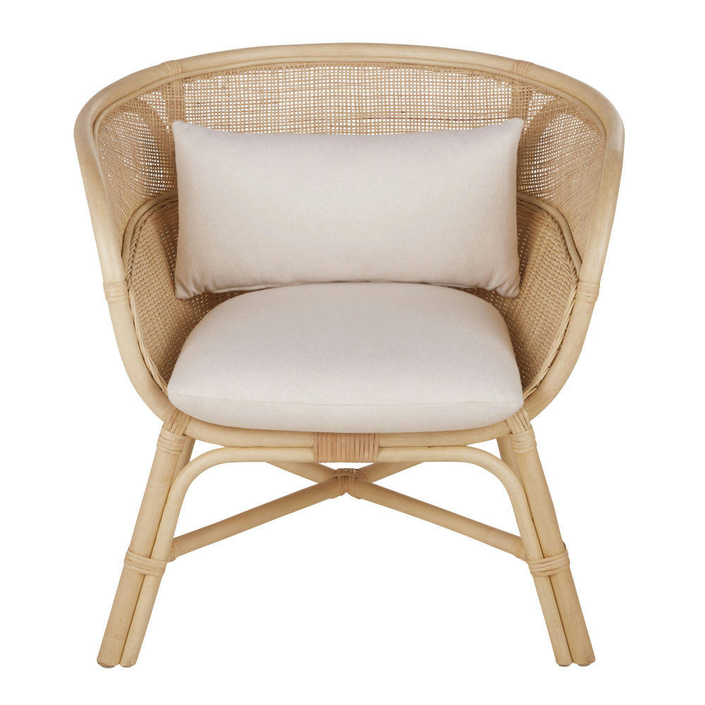 Marsa Business - Fauteuil professionnel écru et rotin beige