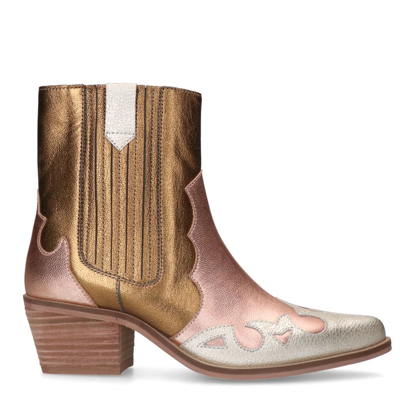 Manfield Gouden metallic leren cowboy laarzen