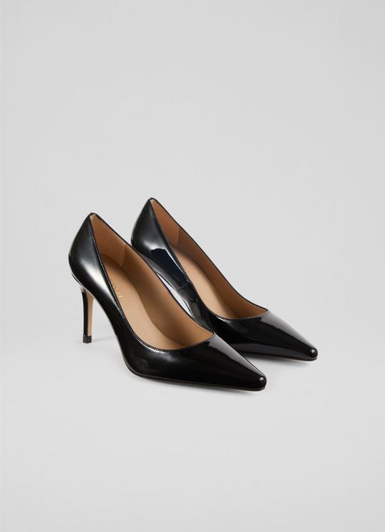 New Floret Black PatentPointed Toe Courts