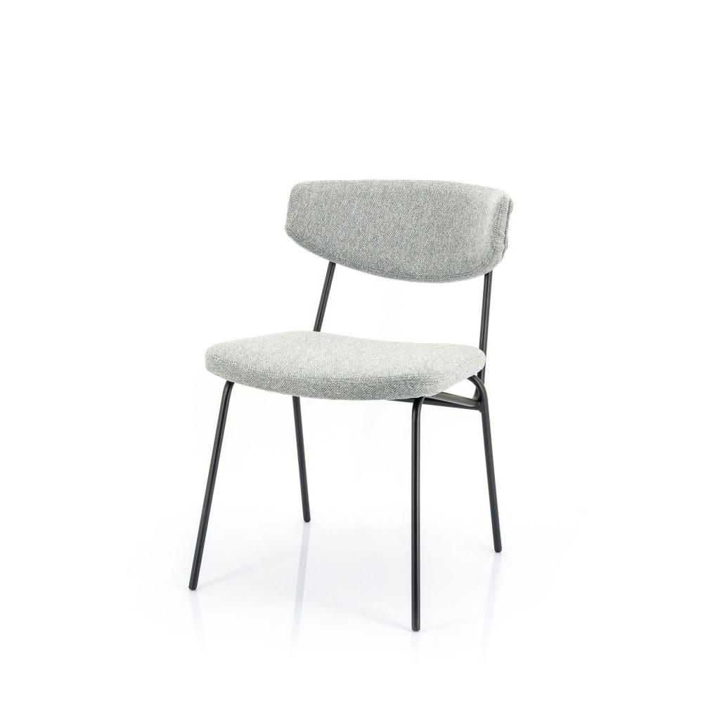 CROCKETT - Lot de 2 chaises en tissu et métal gris