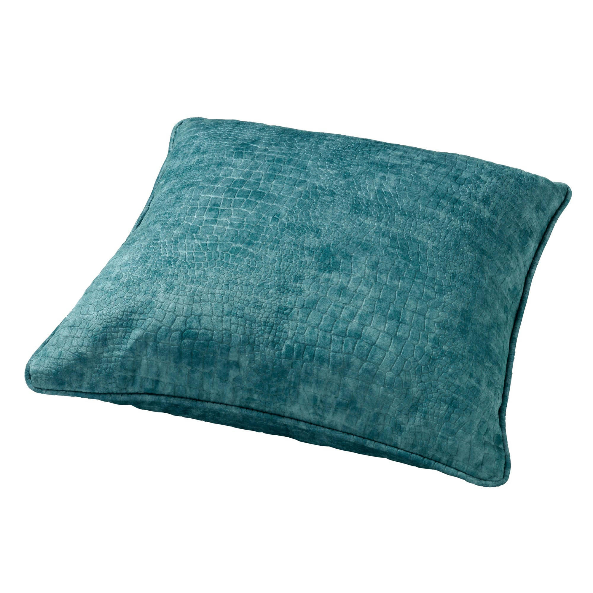 - Coussin - bleu en velours 45x45 cm avec imprimé animalier