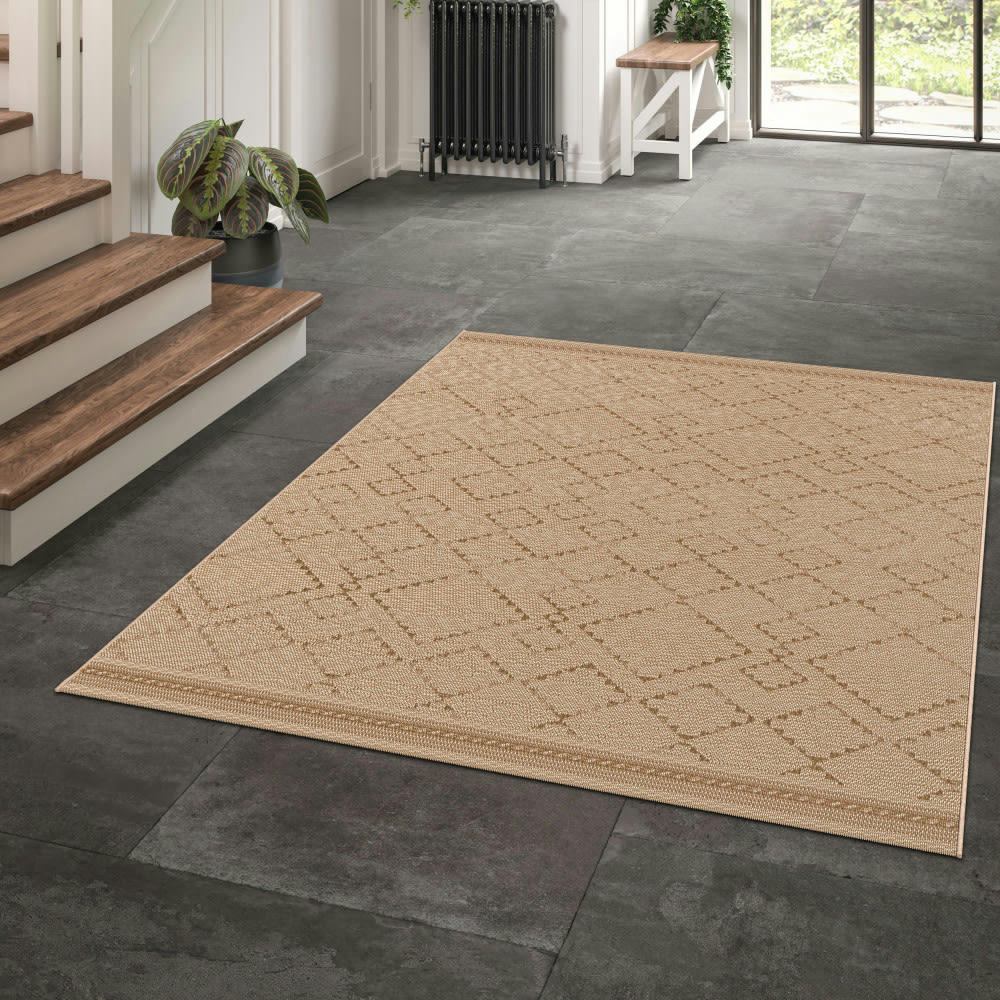 MESSINA - Tapis intérieur et extérieur à motif géométrique marron 160x230 cm
