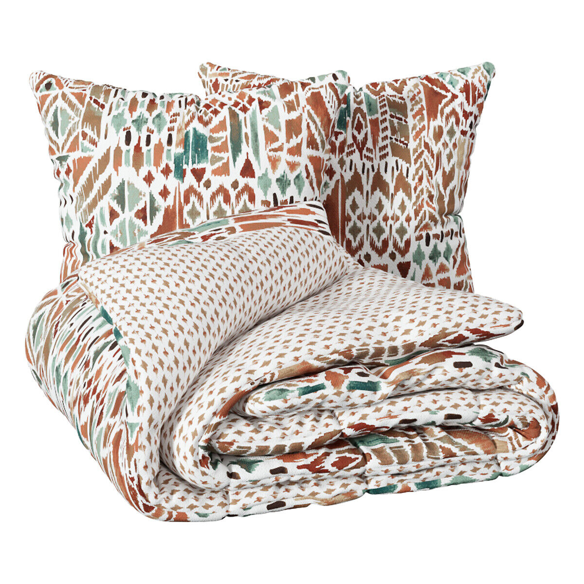 Jogo de cama estampado IKAT de algodão 240x220cm