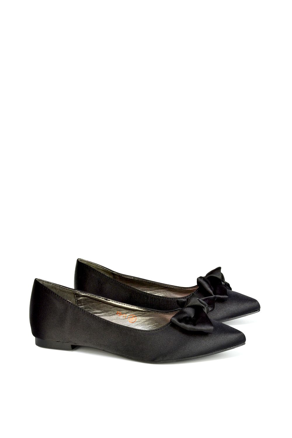 XY London Cally' Bow Detail Pointed Toe Ballerina Bridal Pump Shoes