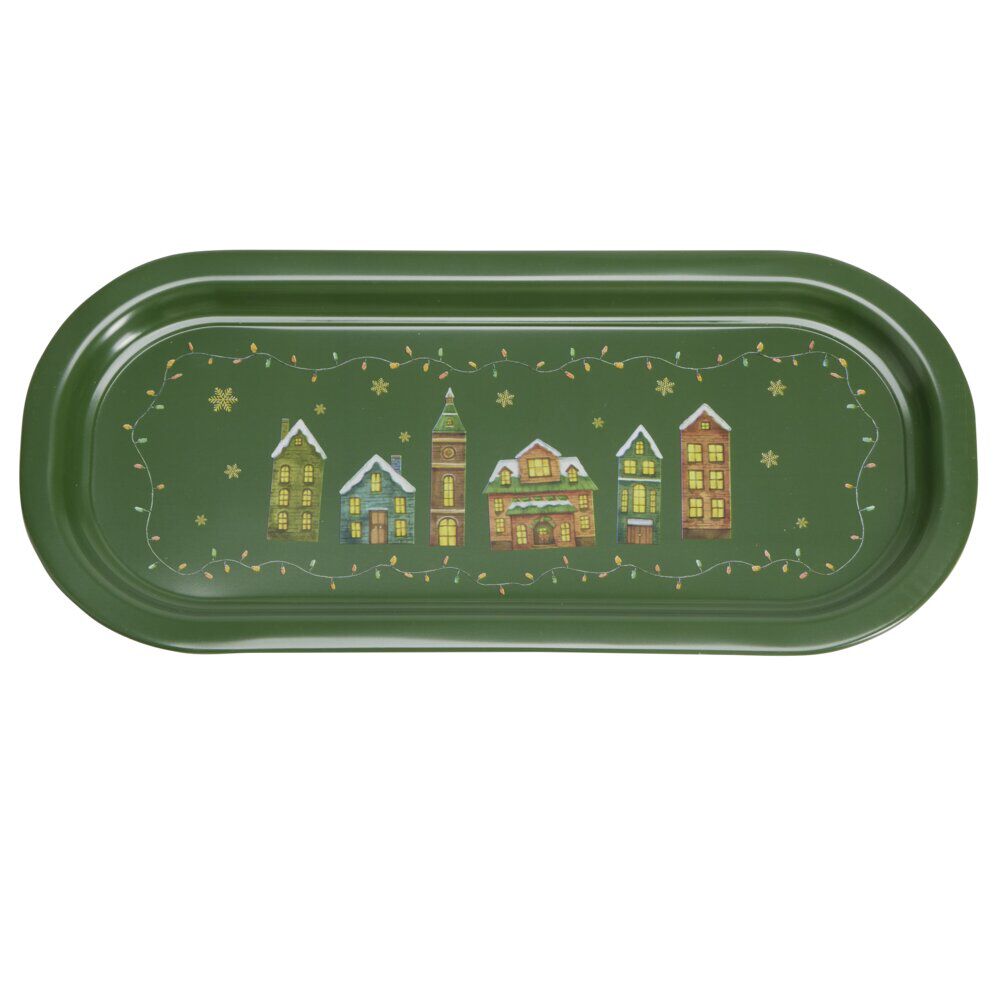 Plateau métal Wonderful vert 15x35cm