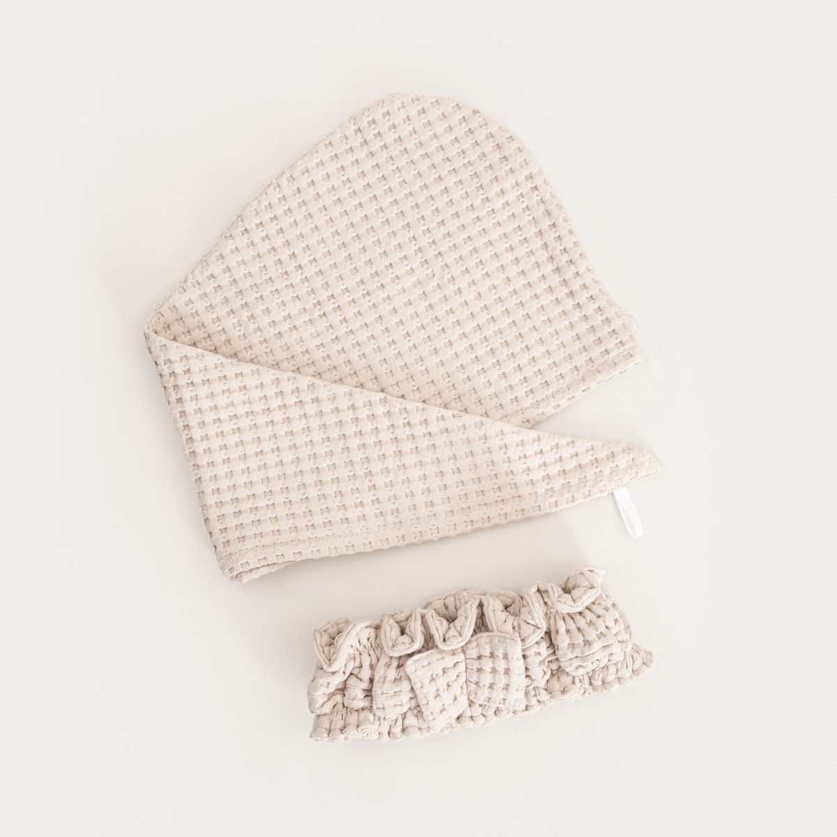 Zestaw opaska i turban VAFFEL beżowe 10x23 cm