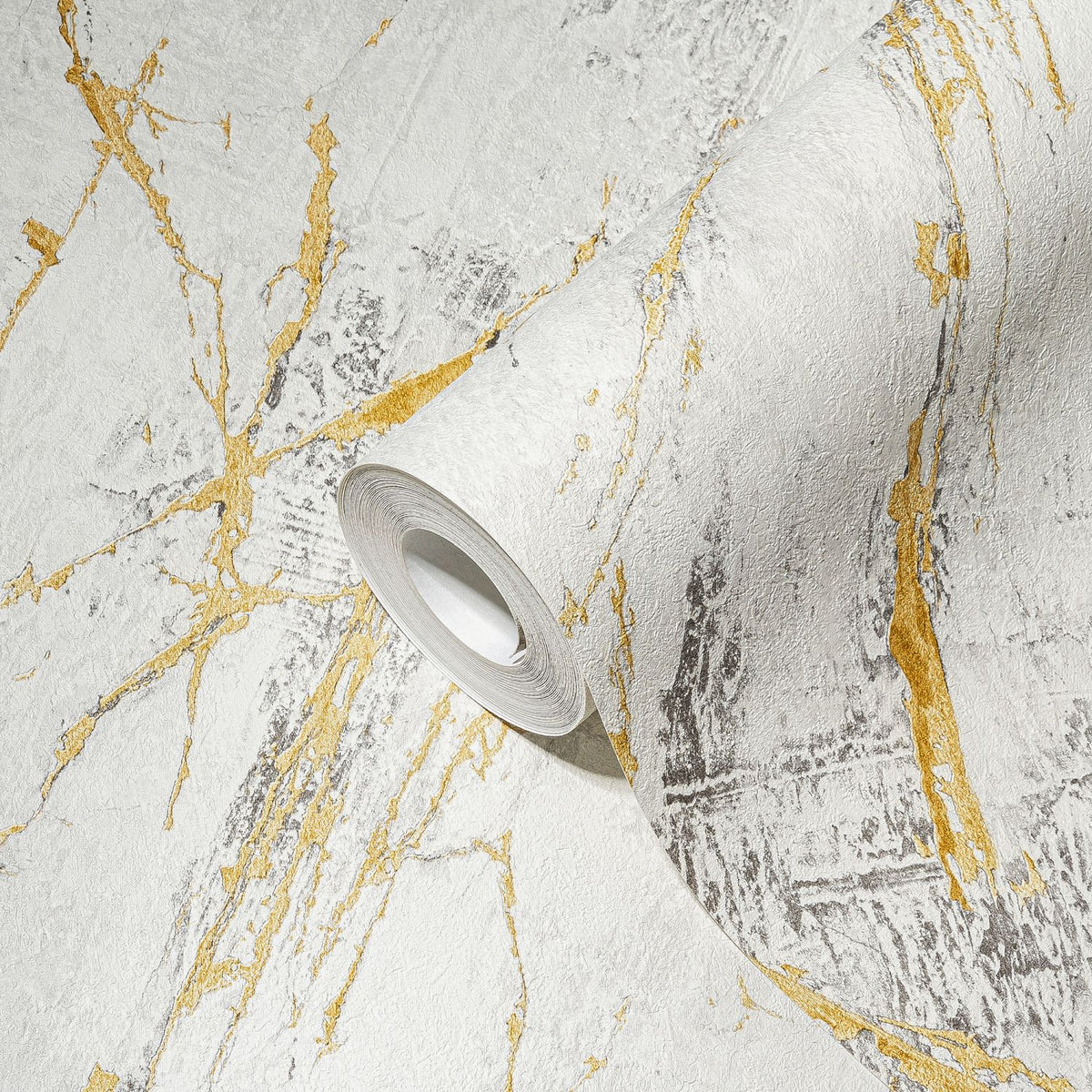 A.S. Création behang marmer wit, grijs, goud en metallic - 53 cm x 10.05 m - AS-388173
