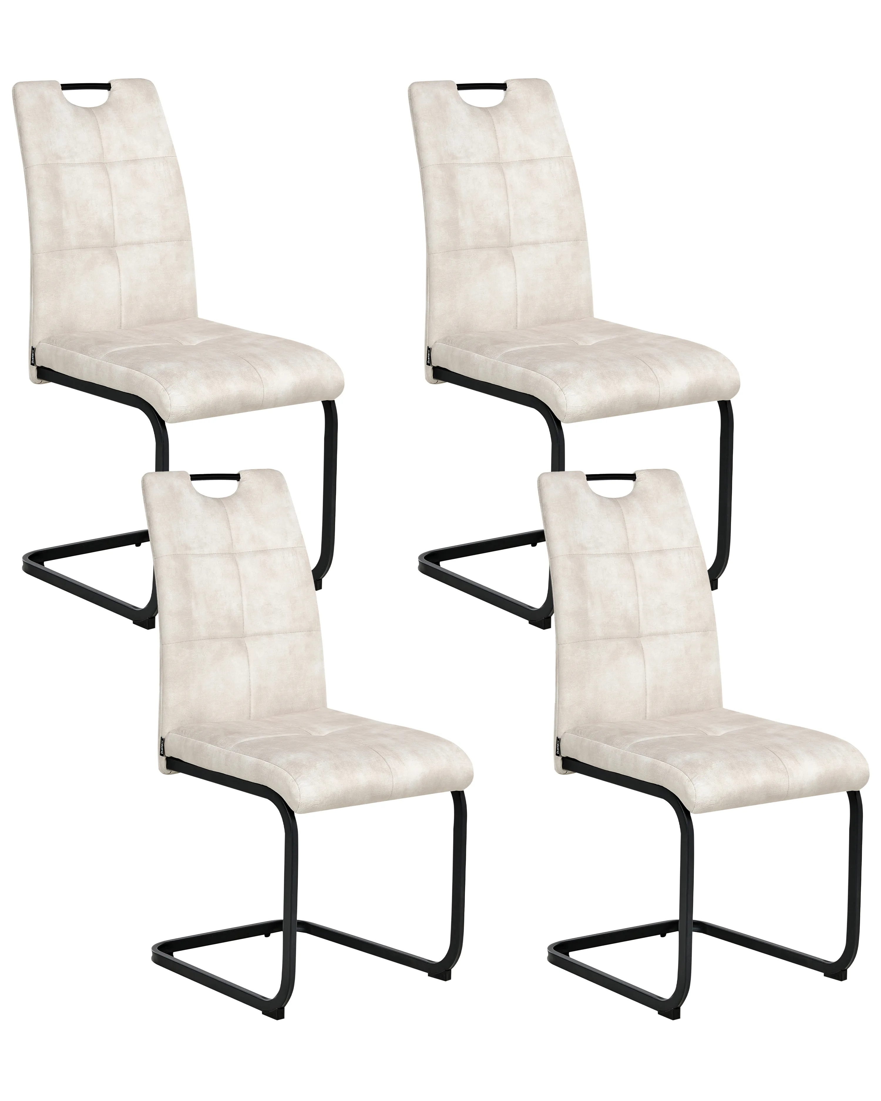 Set of 4 Dining Chairs CISCO Fabric Light Beige