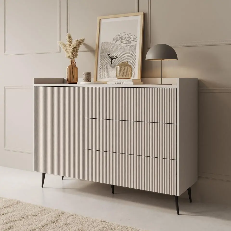 Meubella - Asty - Dressoir - Beige - 126x41x92 cm