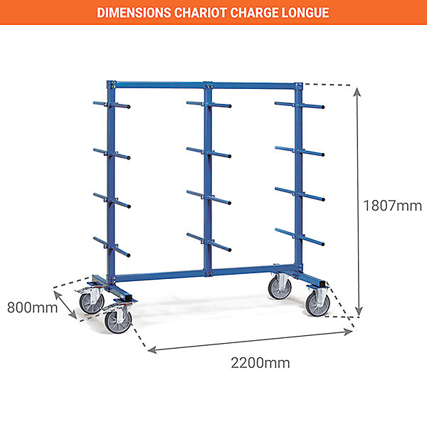 Chariot cantilever longueur utile 2000mm - charge max 500kg - 4626