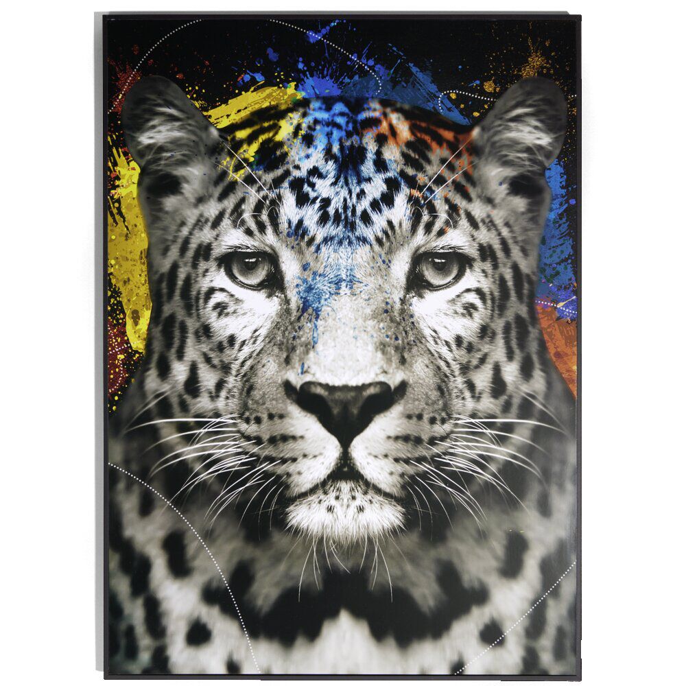 Cadre déco en bois colorful photo guépard 50x70cm