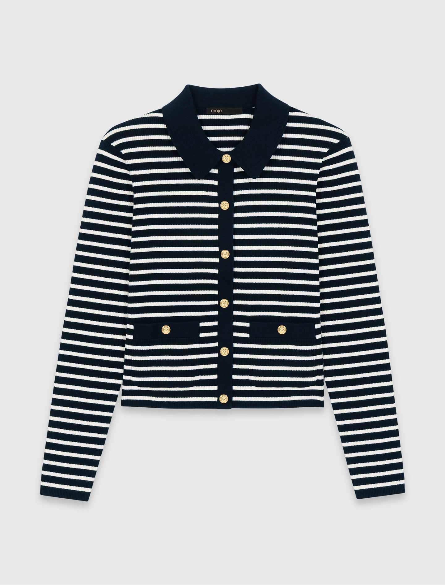 Cardigan rayé à col polo