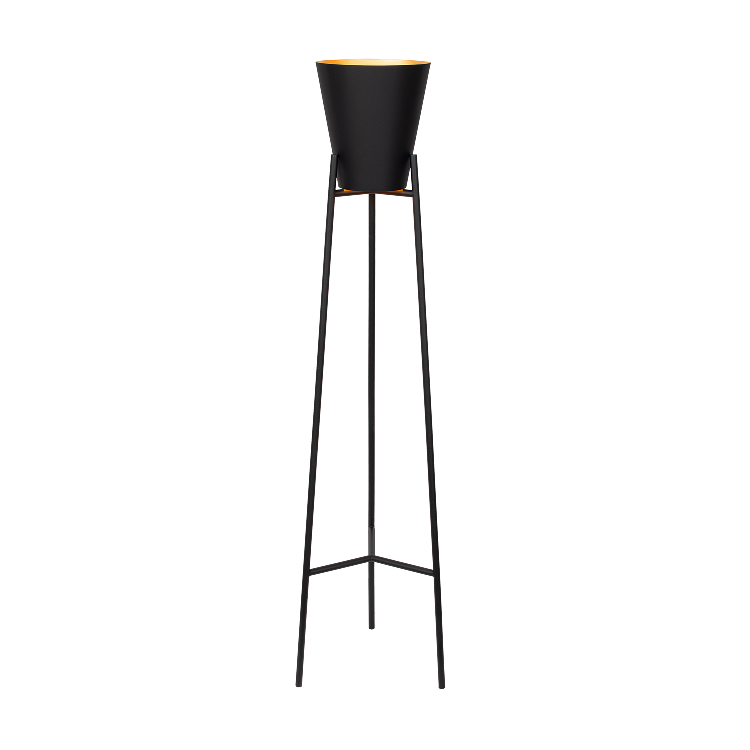 Atmooz Xavier Vloerlamp – Ø33x150cm – Zwart – Gouden Binnenkant