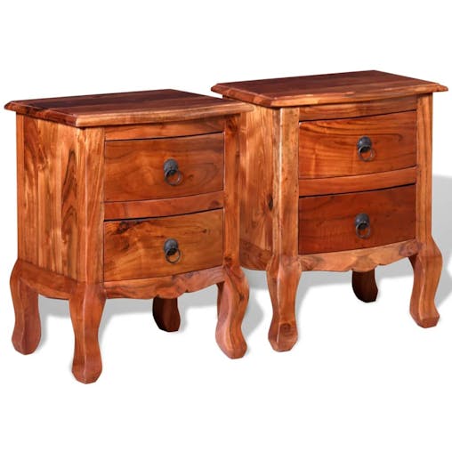 NNEVL Nightstands with Drawers 2 pcs Solid Acacia Wood