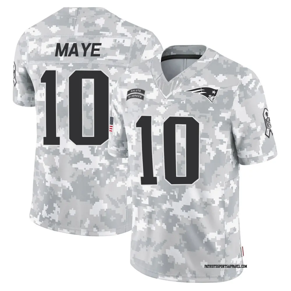 Drake Maye New England Patriots Nike 2024 Salute to Service Limited Jersey - Arctic Camo
