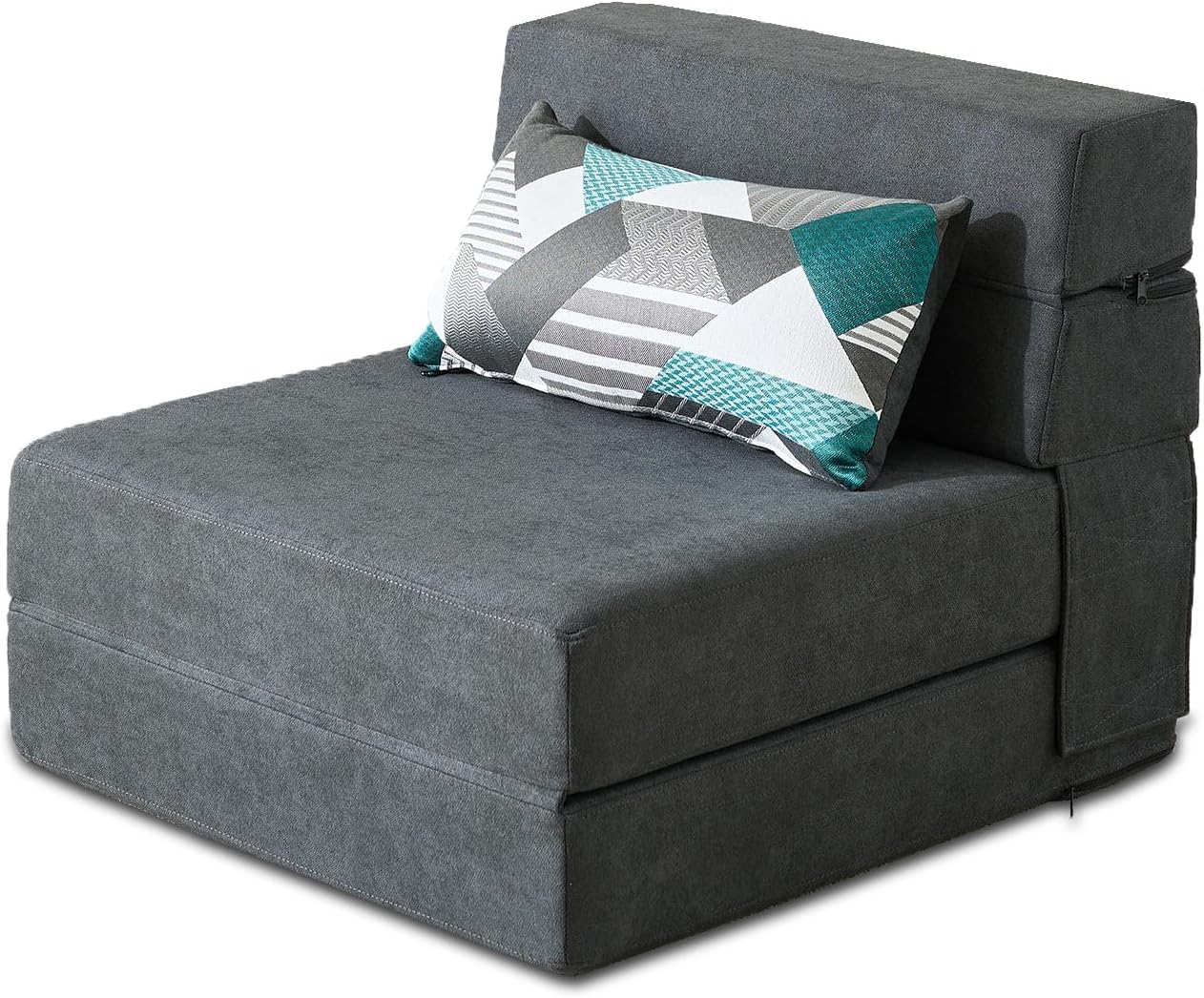 Nigoone Folding Sofa Bed Single Size with Pillow Memory Foam Convertible Sleeper Chair Floor Couch Futon Lazy for Living Room Home Office Guest Beds Apartment Upstairs Loft, Dark Gray