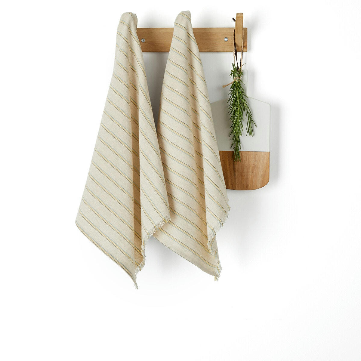 Lot de 2 torchons frangés coton/lin, Lovnas