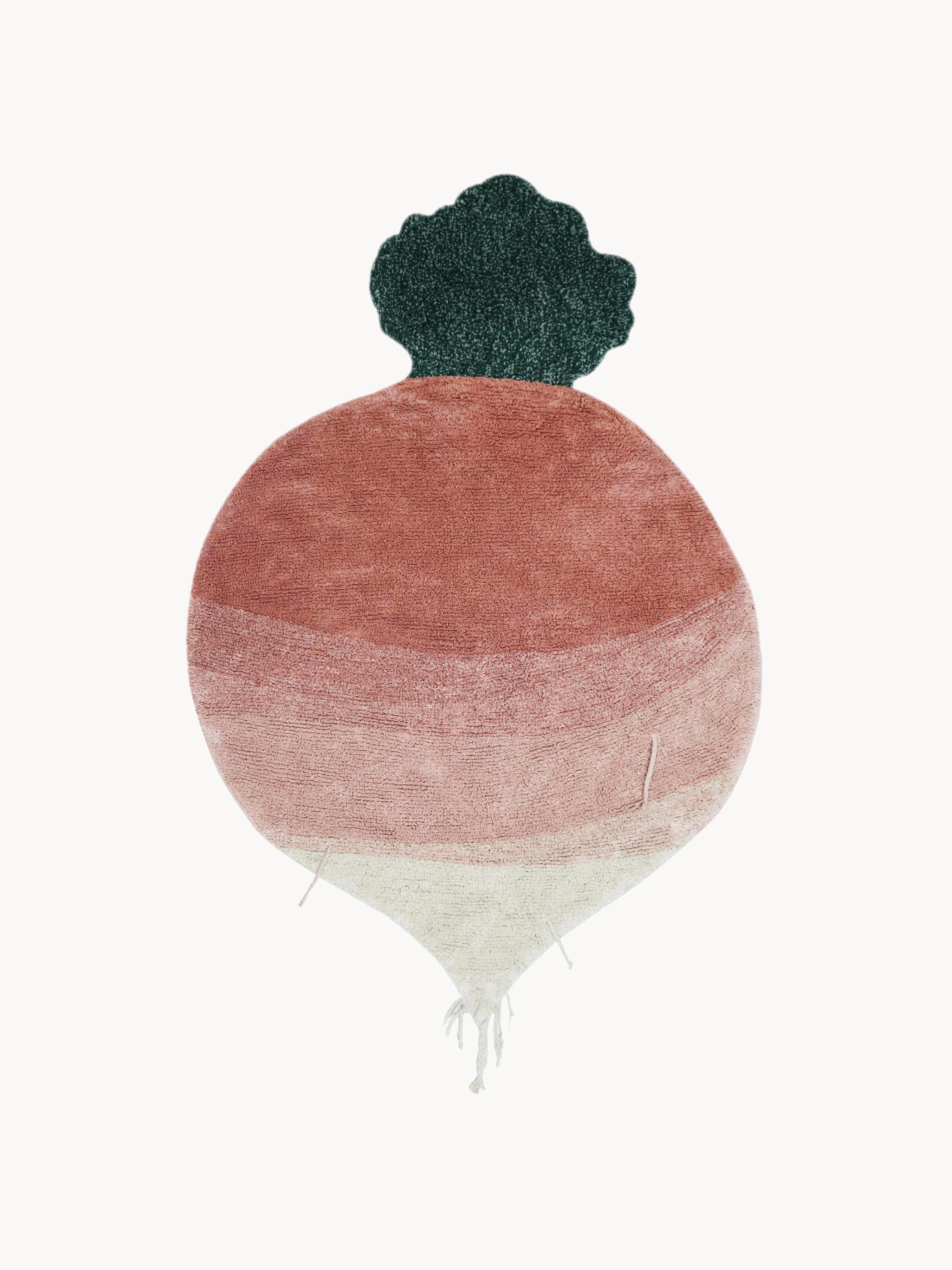 Handgewebter Kinderteppich Ramona the Radish, waschbar