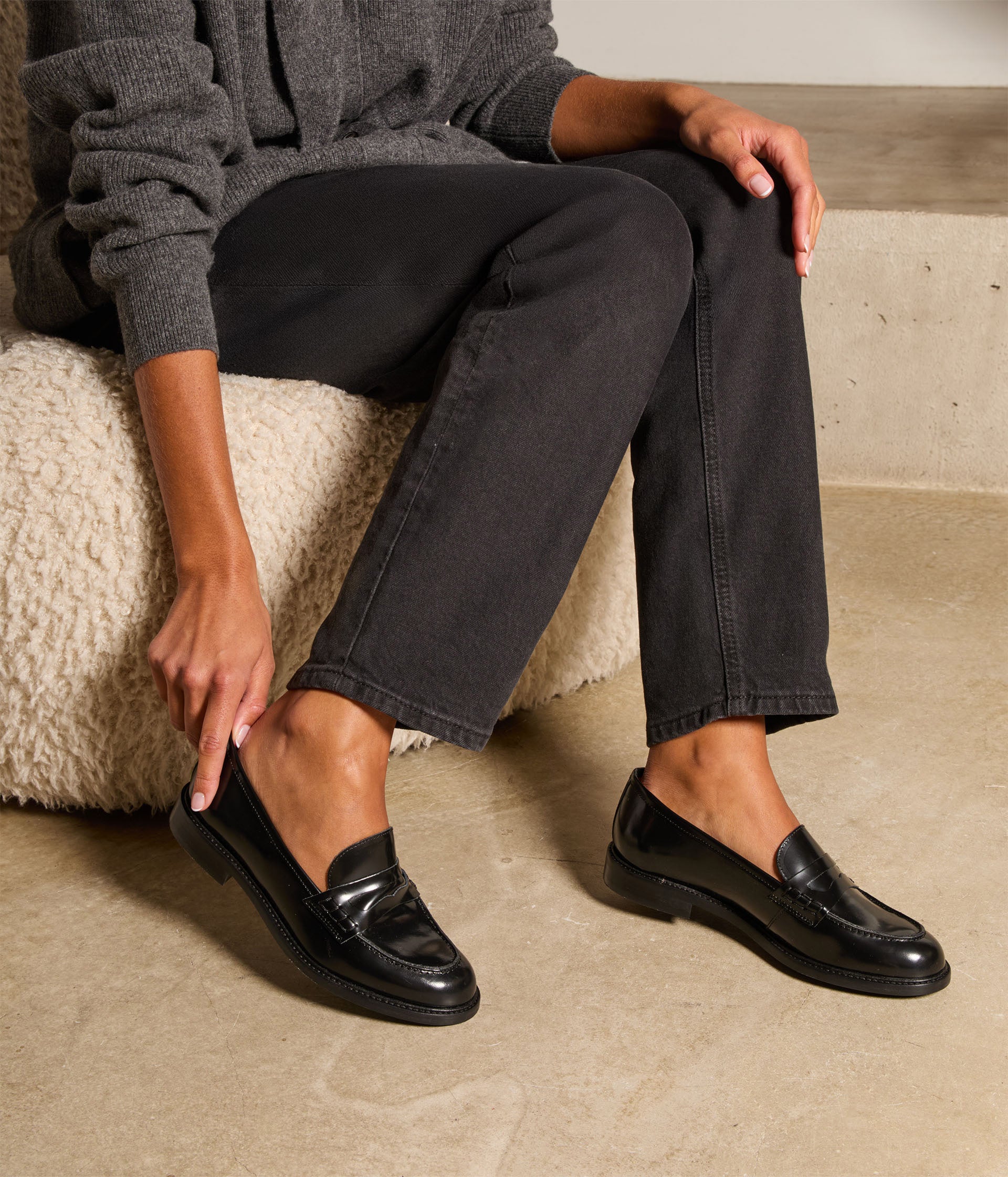 Mocassins cuir noir Angella
