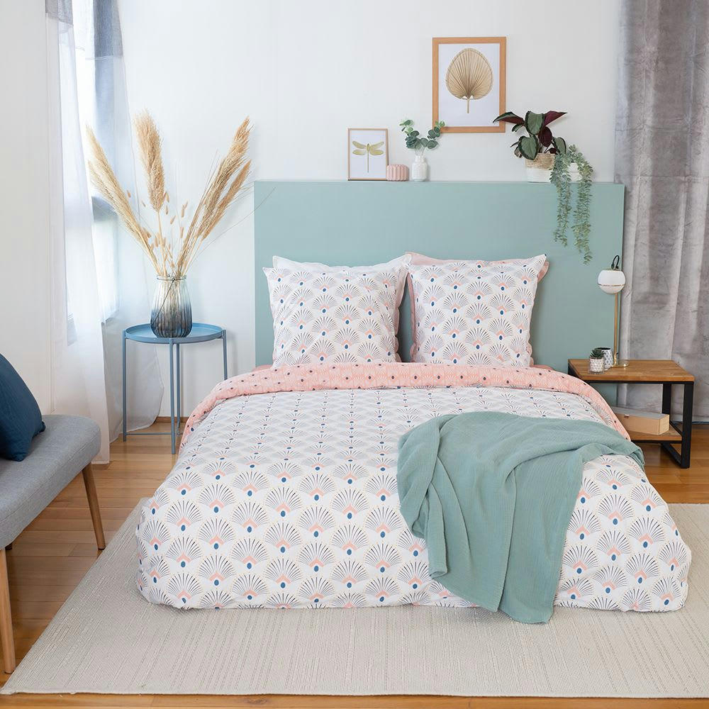 MILLE - Parure housse de couette coton bio rose 240x260 cm