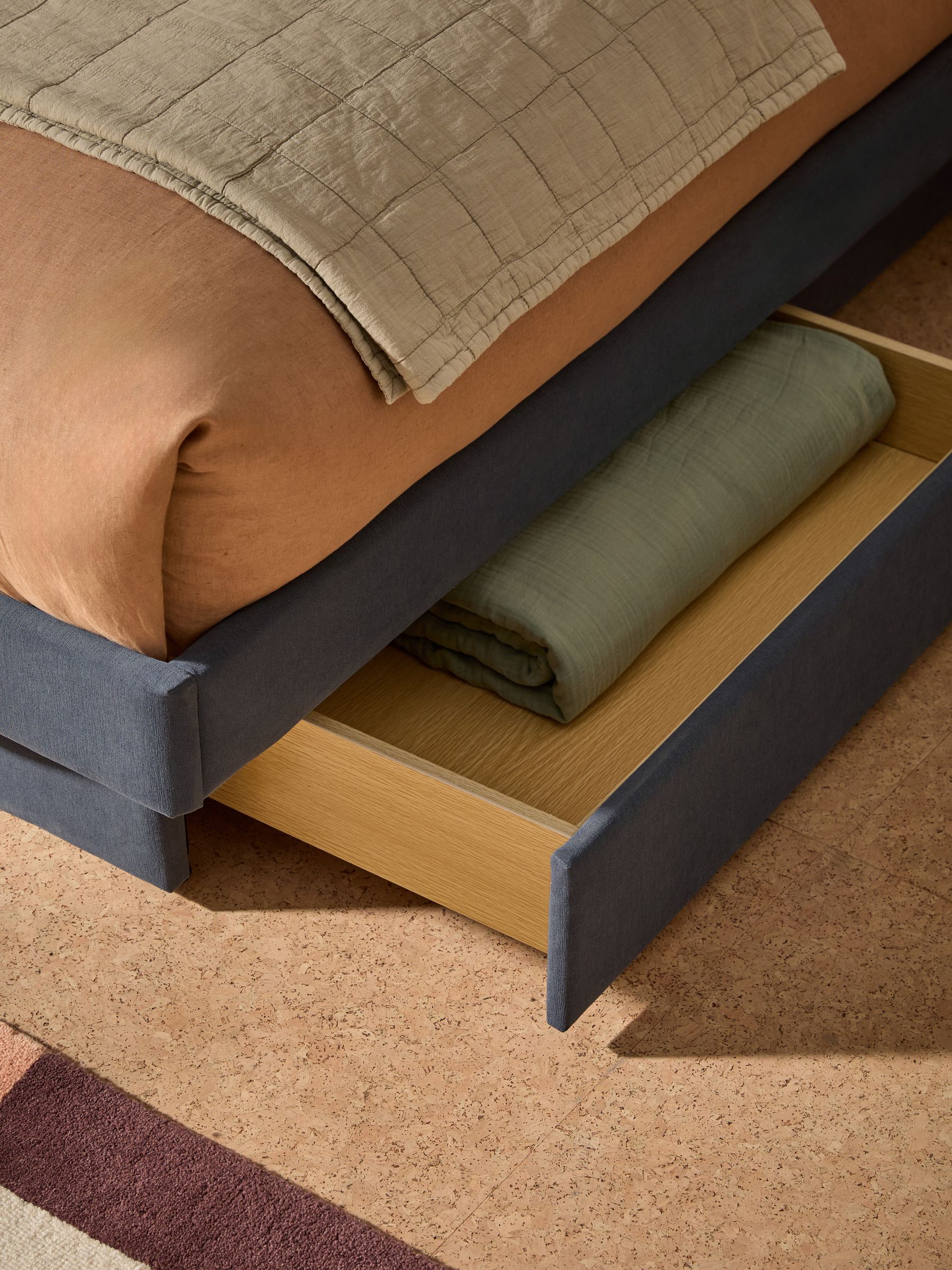 Robyn Platform Storage Bed in Navy