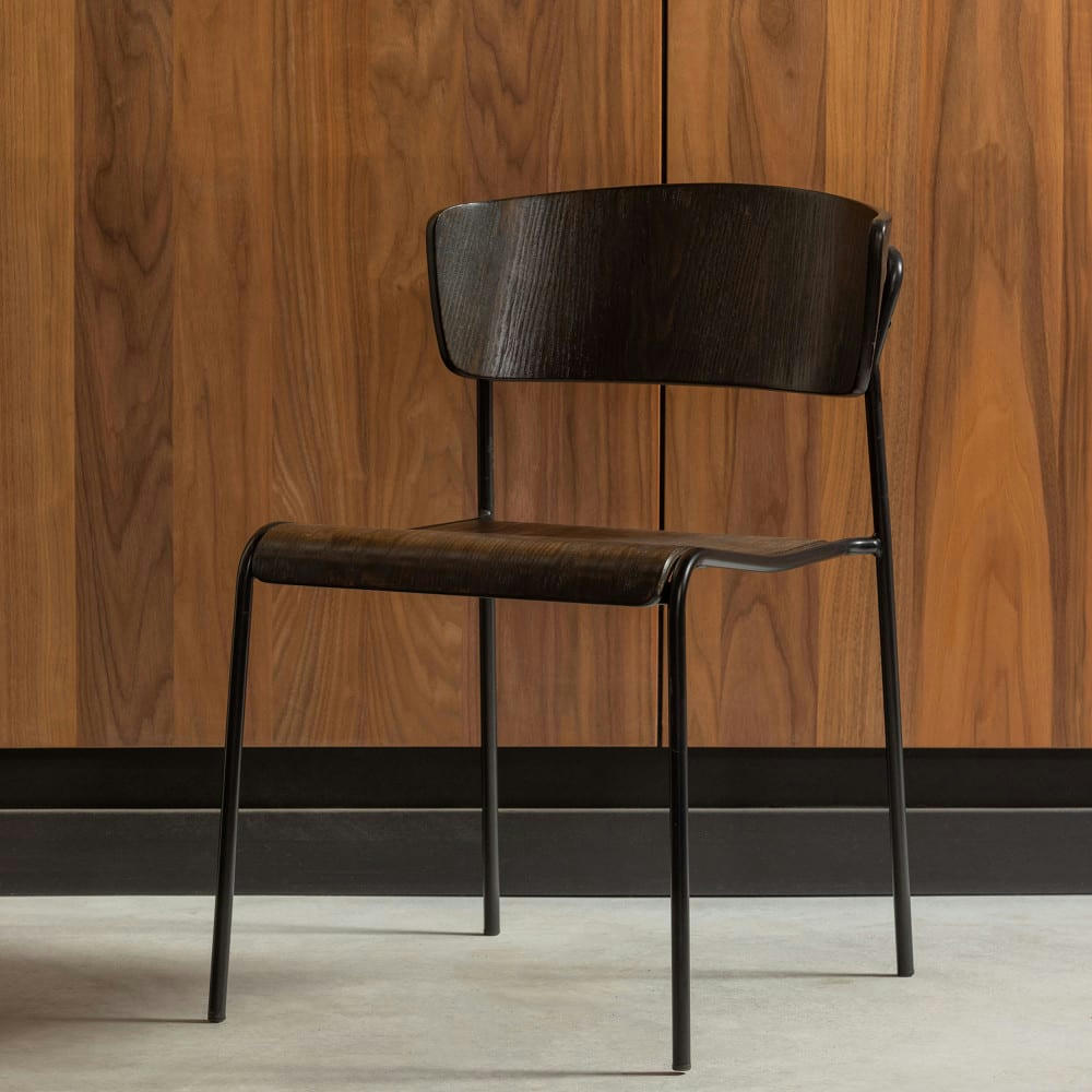 CIRO - Lot de 2 chaises en bois et métal bois foncé