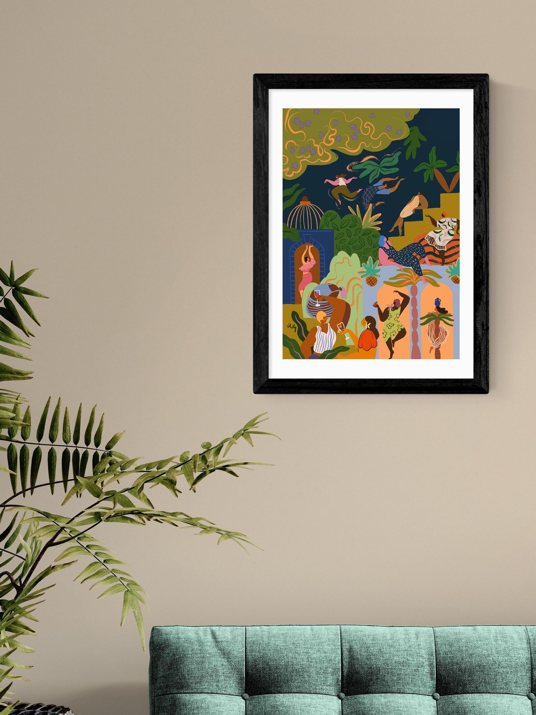 East End Prints Black Fiesta Wall Art Print by Arty Guava