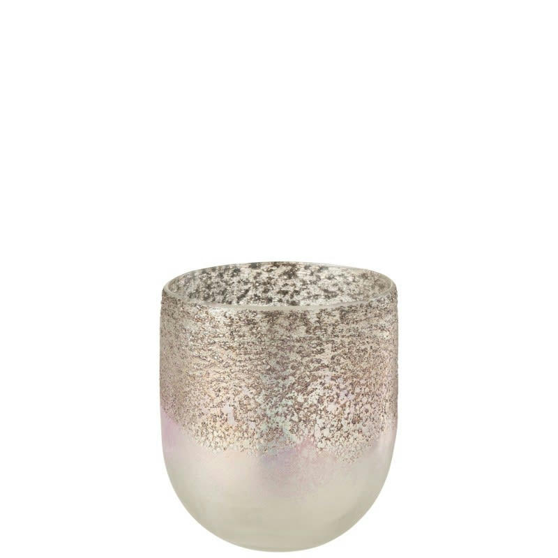 MILANO - Photophore verre gris/rose H15cm