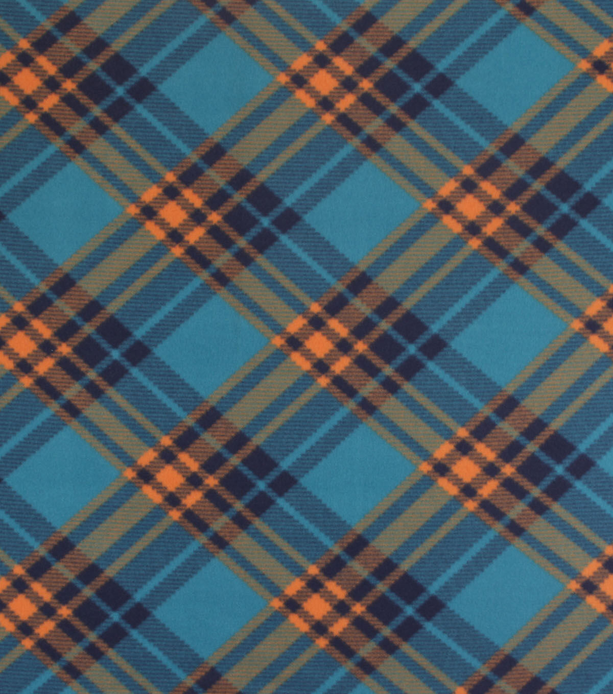 Teal Orange Bias Plaid Blizzard Fleece Fabric