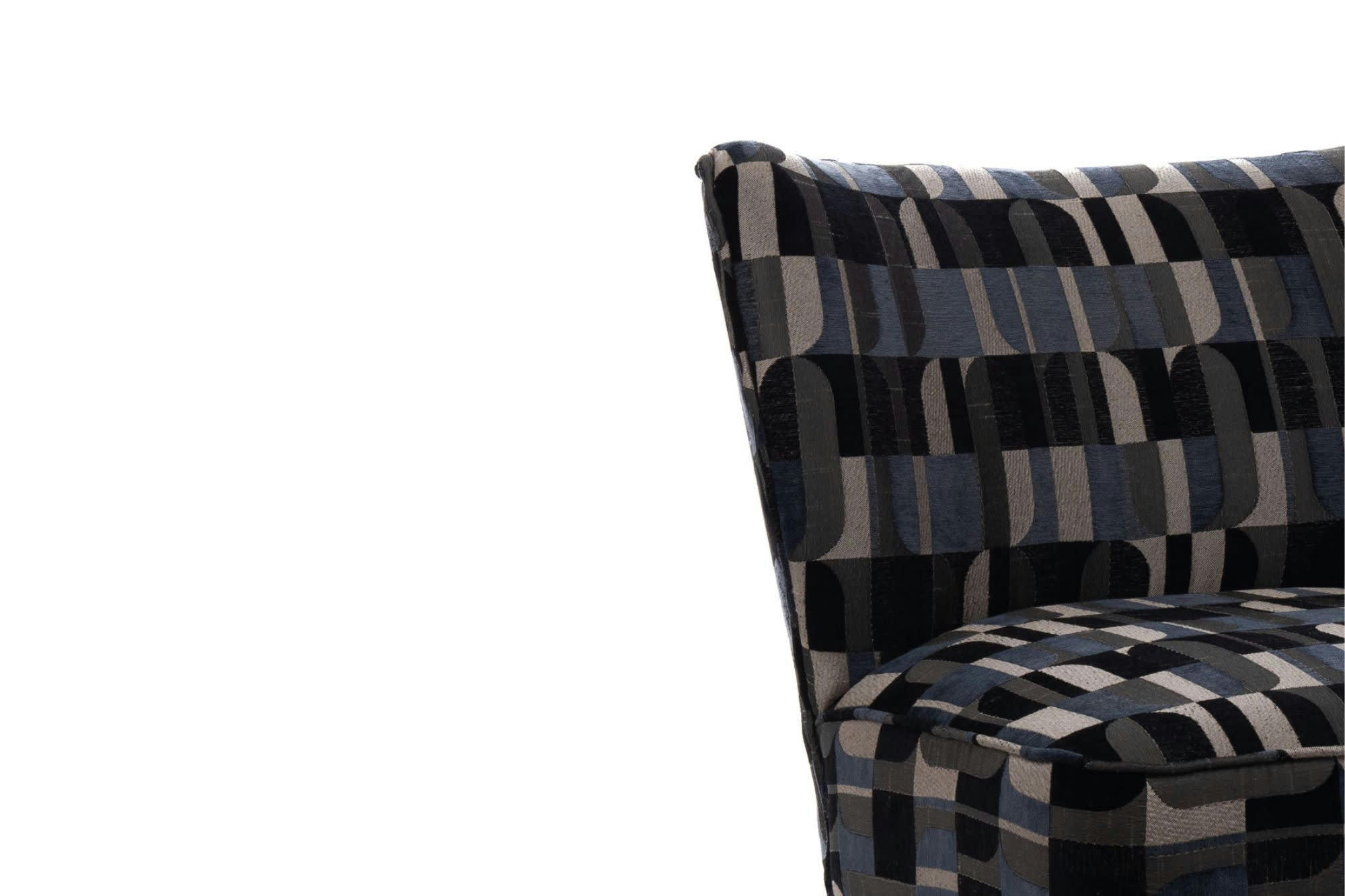 AXEL - Fauteuil crapaud en tissu multicolore motifs géométriques
