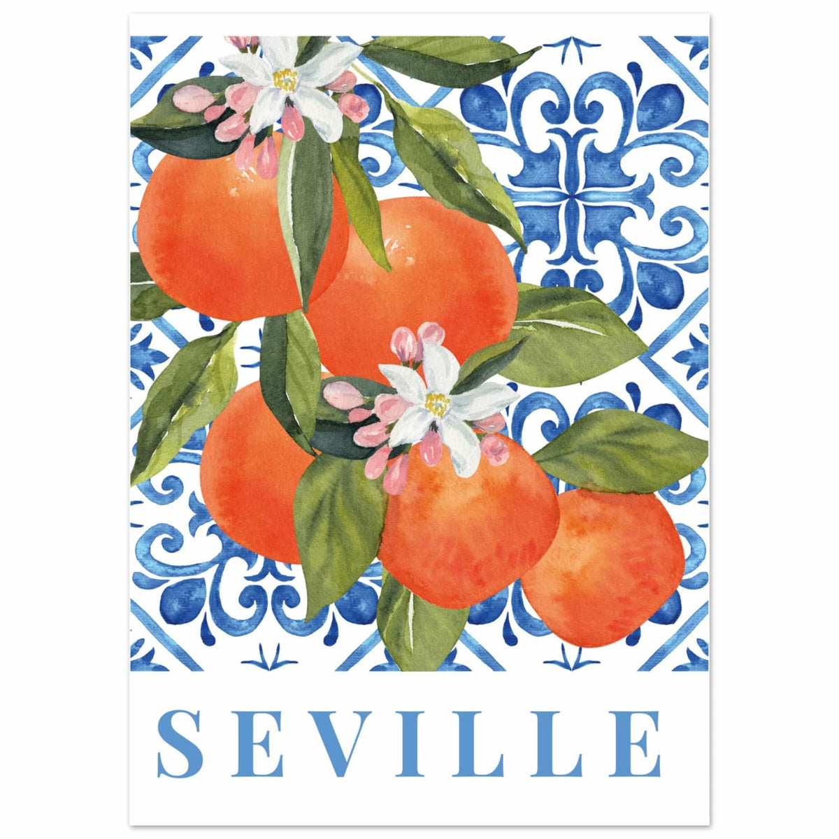 Artfulprints Poster Fruits - Orange tree in Seville  - 50x70 cm - Blauw