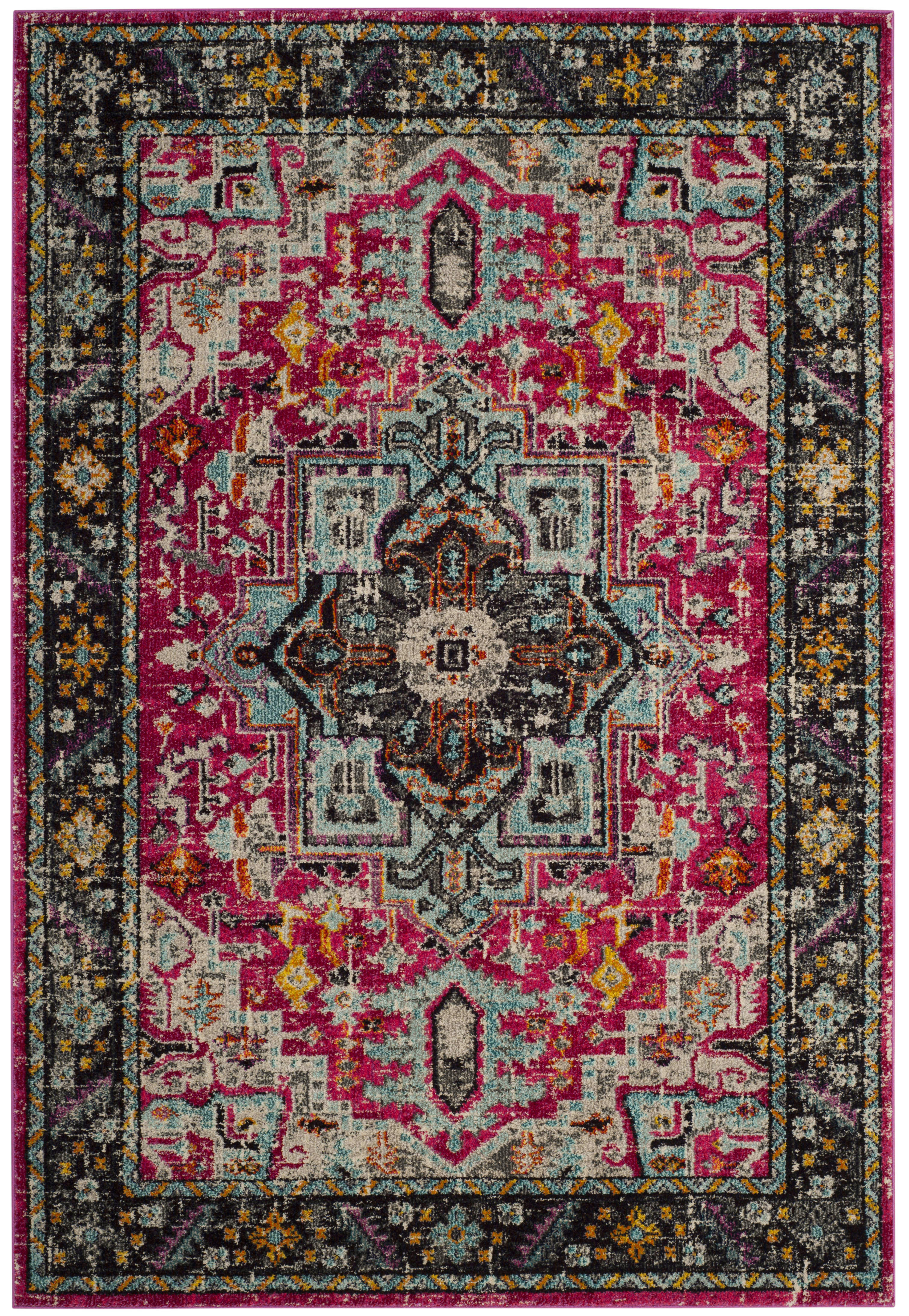 MONACO - Tapis de salon interieur en fuchsia & gris, 201 x 279 cm