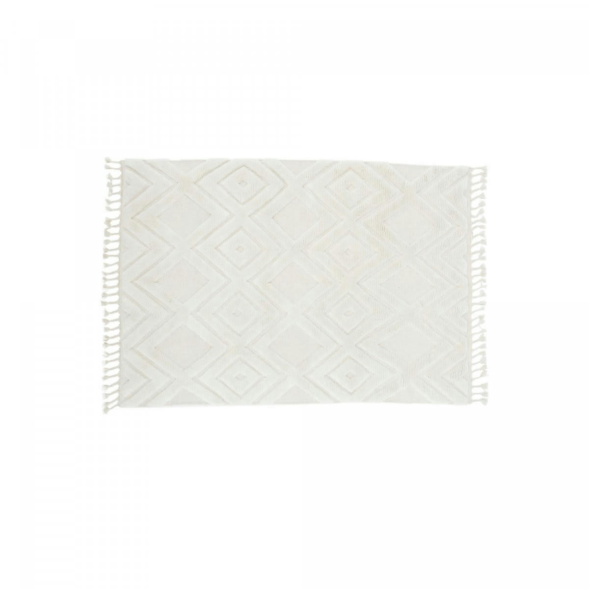 OTHMAN - Tapis rectangulaire blanc style bohème en laine 230cm