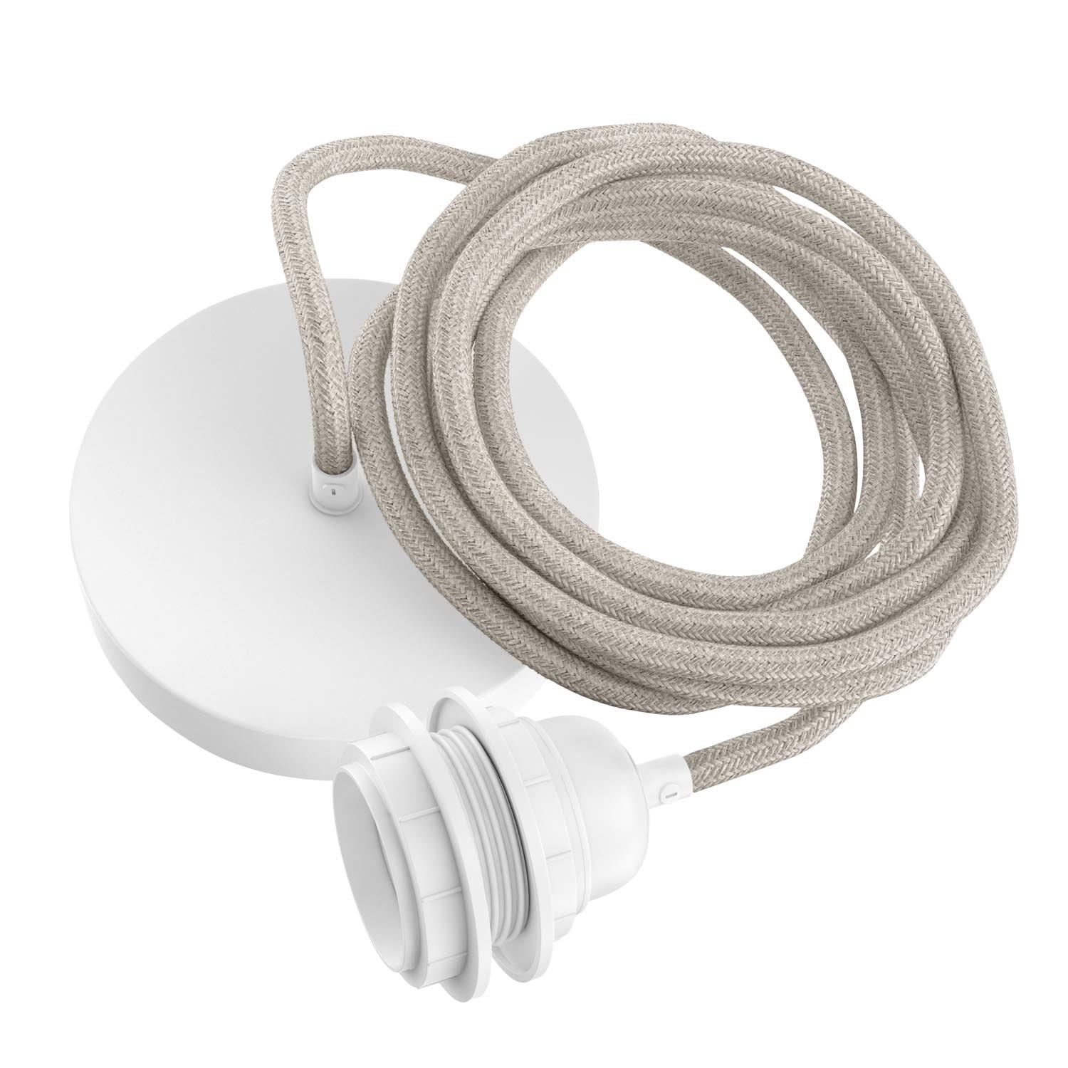 HOOPZI Lampfitting plafond - of white - linnen - 2.5 meter - max 40W - fitting E27