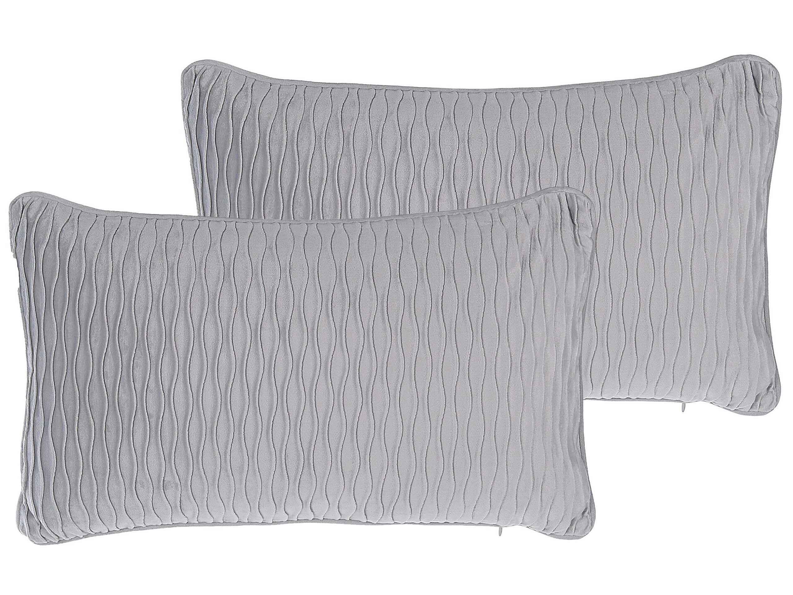 MOTARI - Lot de 2 coussin décoratifs en tissu gris 50x12cm