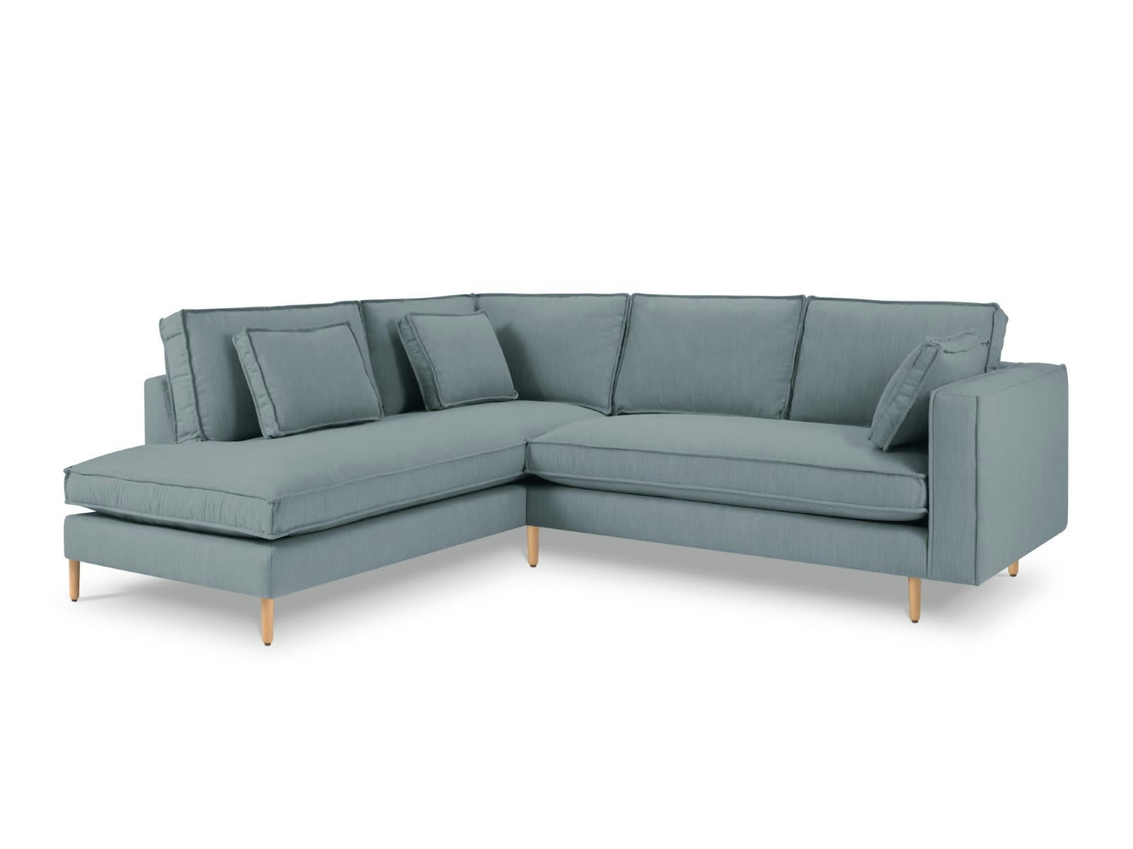 ALEXIS - Canapé D'Angle Gauche 5 places en Tissu Structurel Bleu