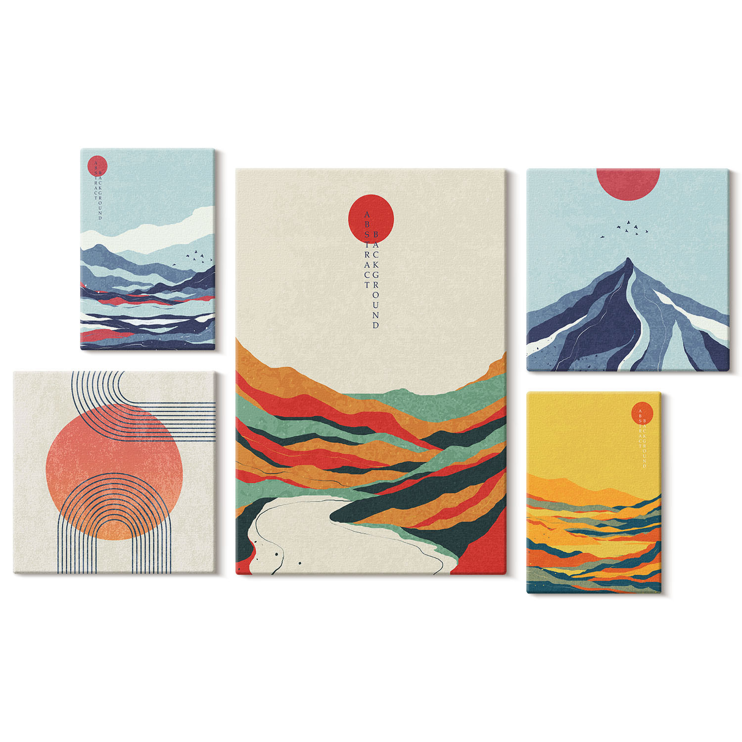 Obraz canvas 5 części Geometryczne góry|20x30, 30x30, 40x60|Wallfluent