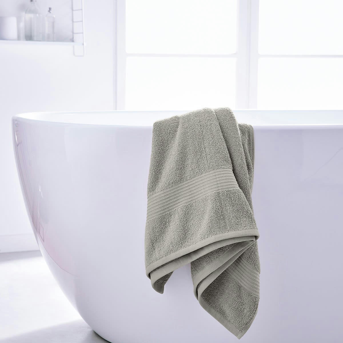 MEVAK BAÑO - Maxi drap de bain uni en coton beige 90x150