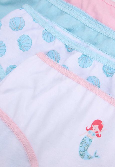 Younger Girls 5pk Blue Mermaid Briefs