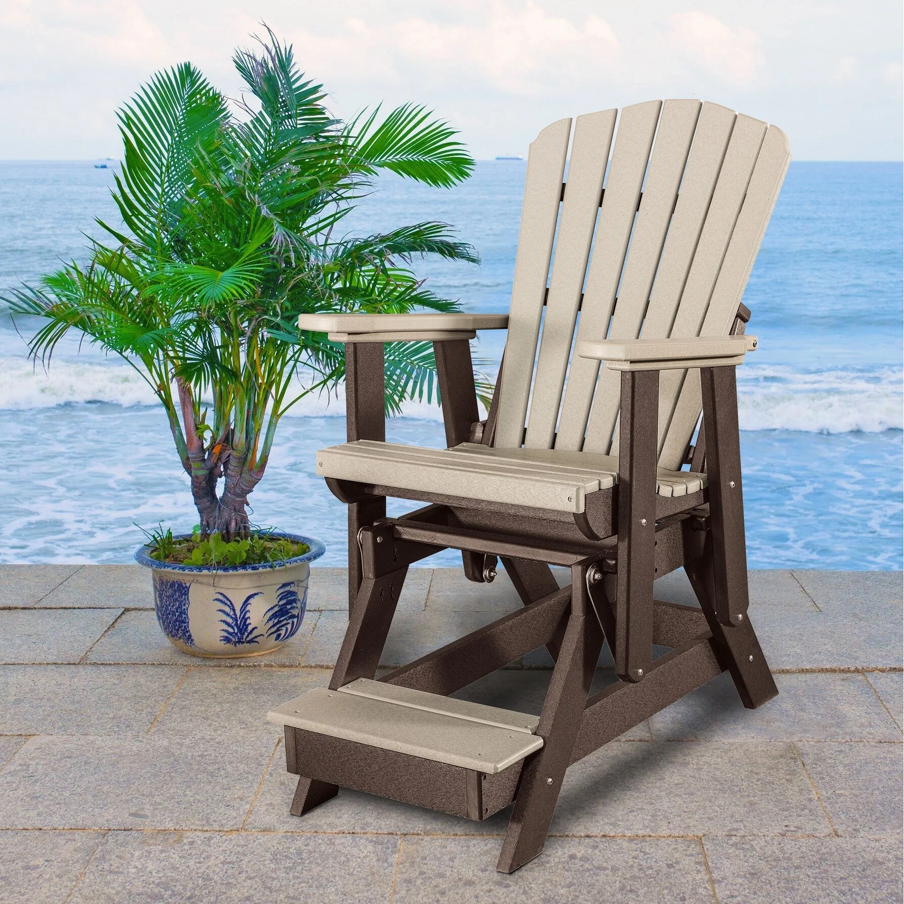 OS Home & Office Fan Back Glider Weatherwood/Tudor Brown