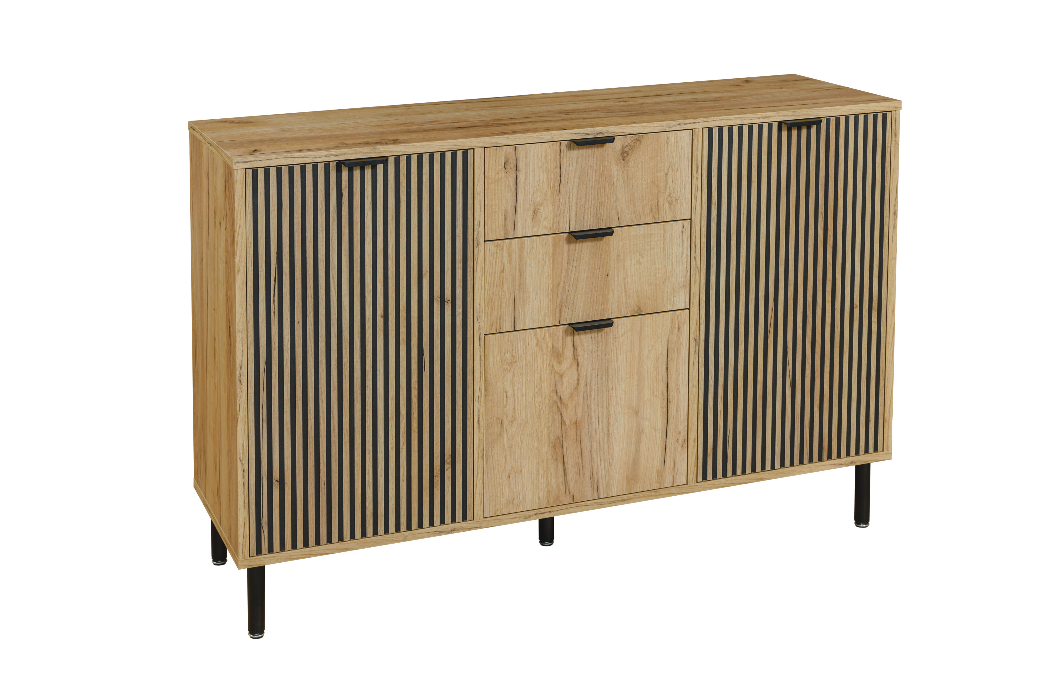 Komoda do sypialni 3D2S Dąb Craft Złoty130 cm stylowa komfortowa