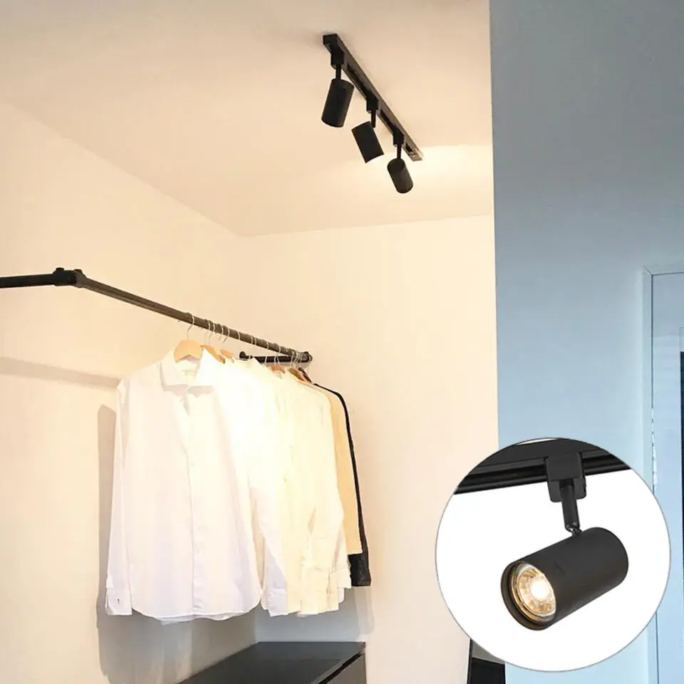 Qazqa railverlichting set iconic jeana zwart gu10