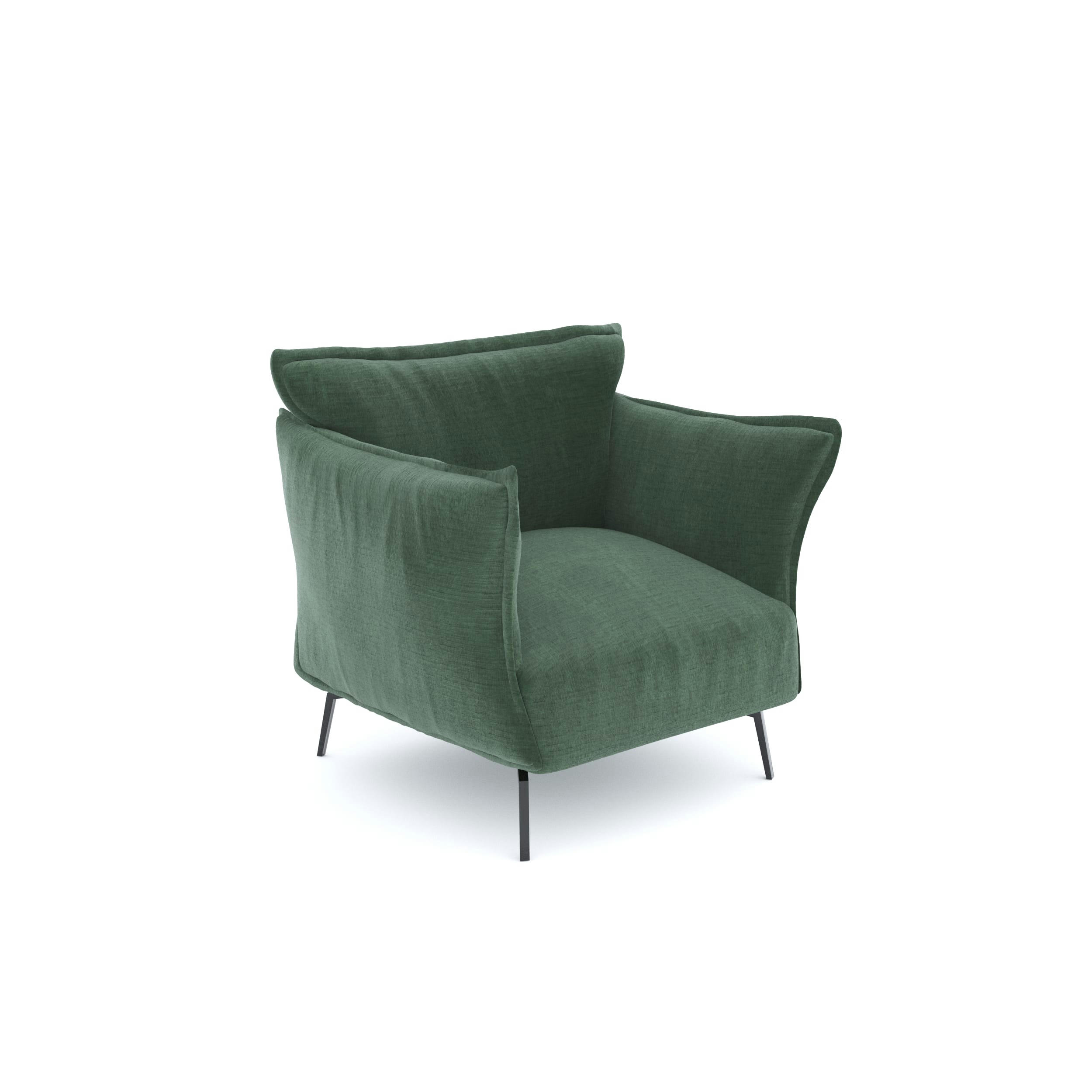 LENNY - Fauteuil velours texturé vert émeraude