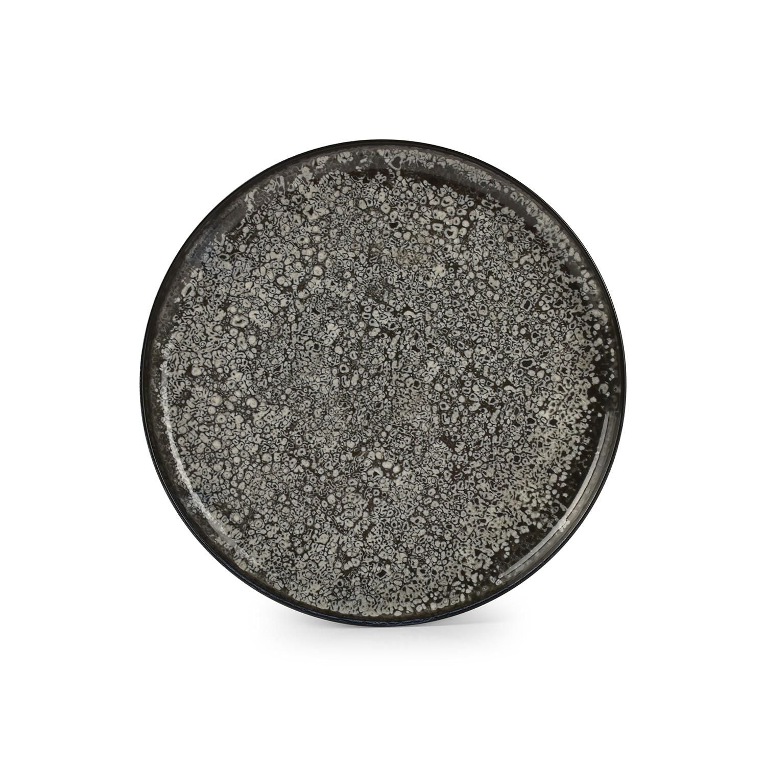 Ona - Plat bord 27cm zwart Gravel - Set van 6