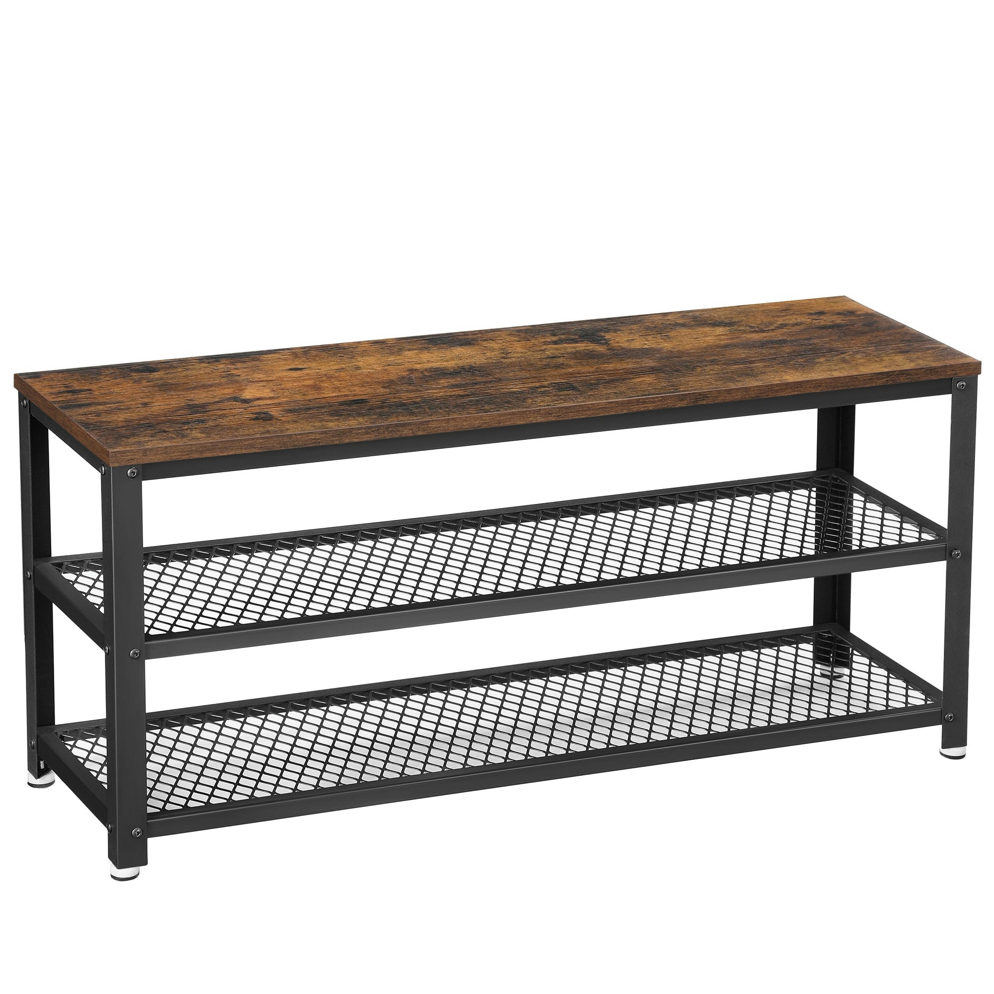 - Banc à chaussures en acier effet bois marron rustique