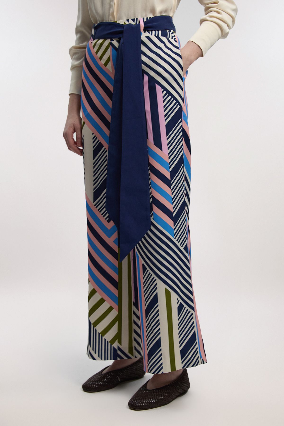 KarenMillen Geo Print Twill Woven Wide Leg Trouser